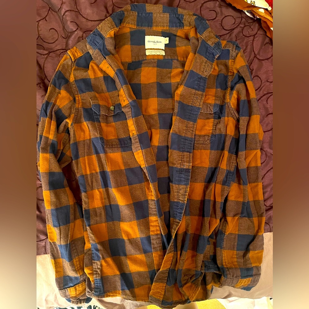 Goodfellow & Co long-sleeved shirt. US size M. Brown & blue. Very good condition